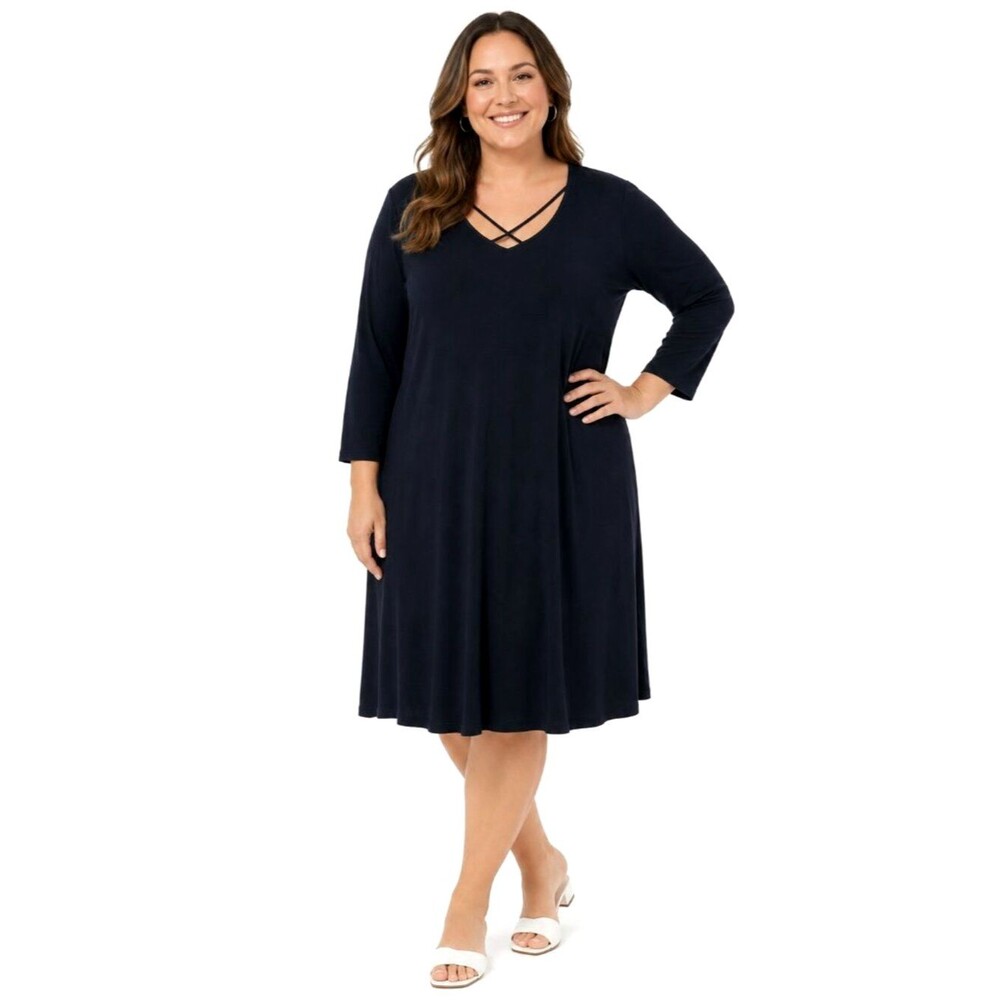 Chicoโs Black Shift Dress Size 3 (US 16) Stretchy Flowy